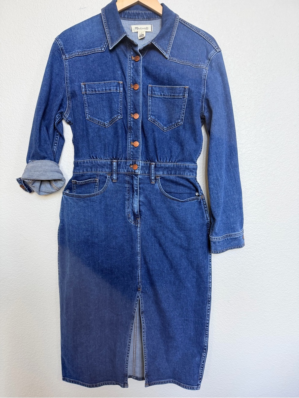 Madewell Indigo Denim Midi Shirt Dress